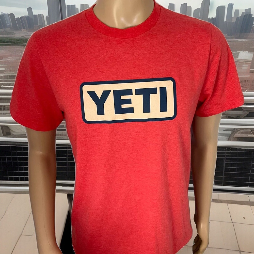 Yeti Shirt Men Sz S Box Logo Graphic Tee Short Sleeve Built For The Wild Crew